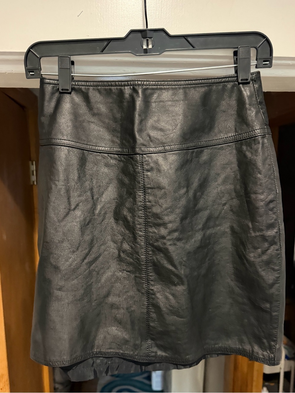 Women's Black real Leather skirt